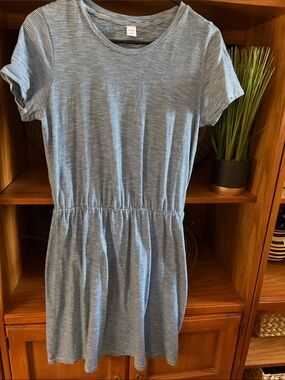 old navy striped linen blend swing dress Sleeveless Scoop-Neck Mini Swing Dress